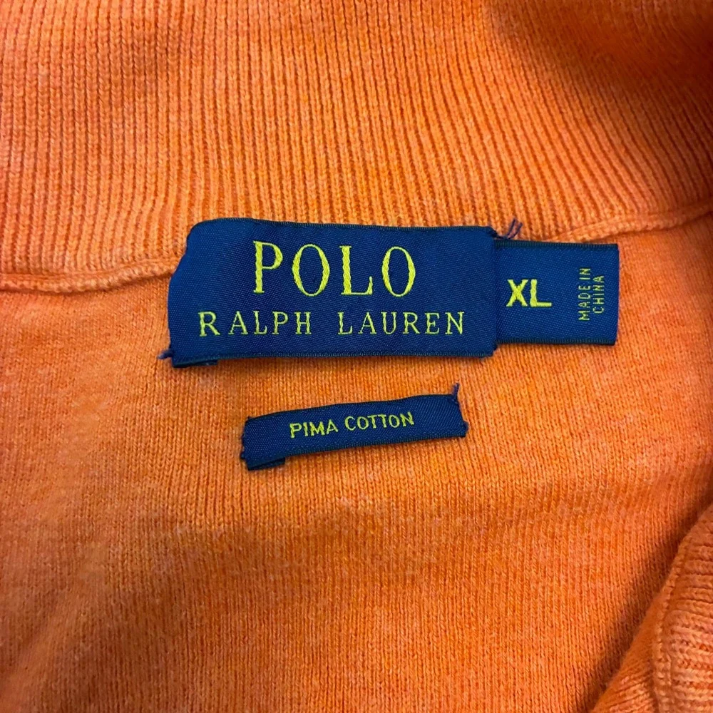 Polo Ralph‎ Lauren Mens Orange Sz.XL 1/4 Zip Sweater Pullover Preppy Holidays